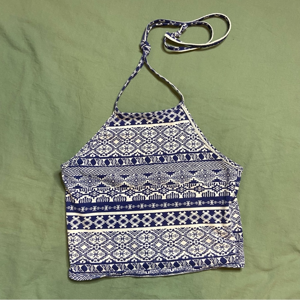 Charlotte Russe Tribal Cropped Halter Top